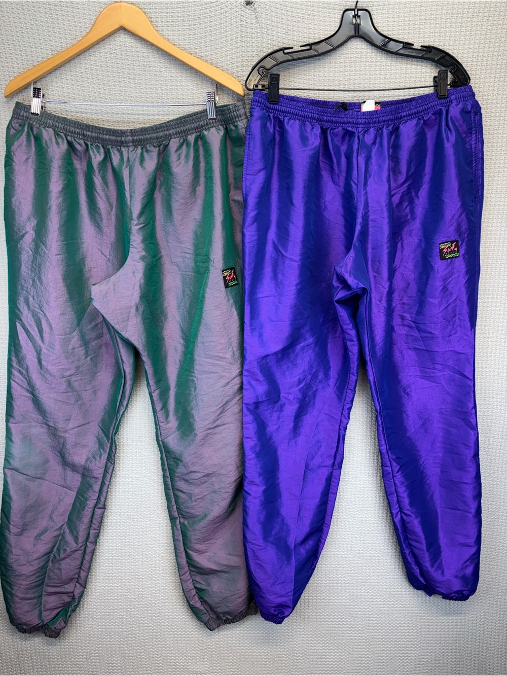 Lot Of 2 Vtg 90’s Surf Style Jogger Cuffed Windbreaker Track Pants XXL Purple
